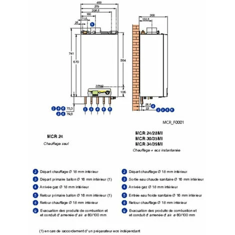 Chaudiere DE DIETRICH Murale Gaz A Condensation MCR 30 / 35 MI PLUS Colis HG130 / Classe Energetique A/A Ref 7625482 - Besoin D'Habitat – Image 3