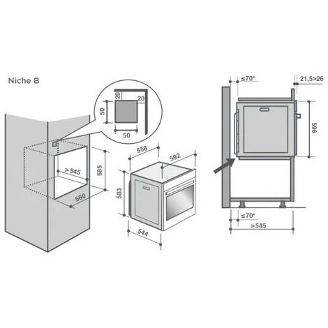 DE DIETRICH Four Pyrolyse Encastrable Inox 73L Multifonction Porte Froide 9 Modes De Cuisson - Inox – Image 5